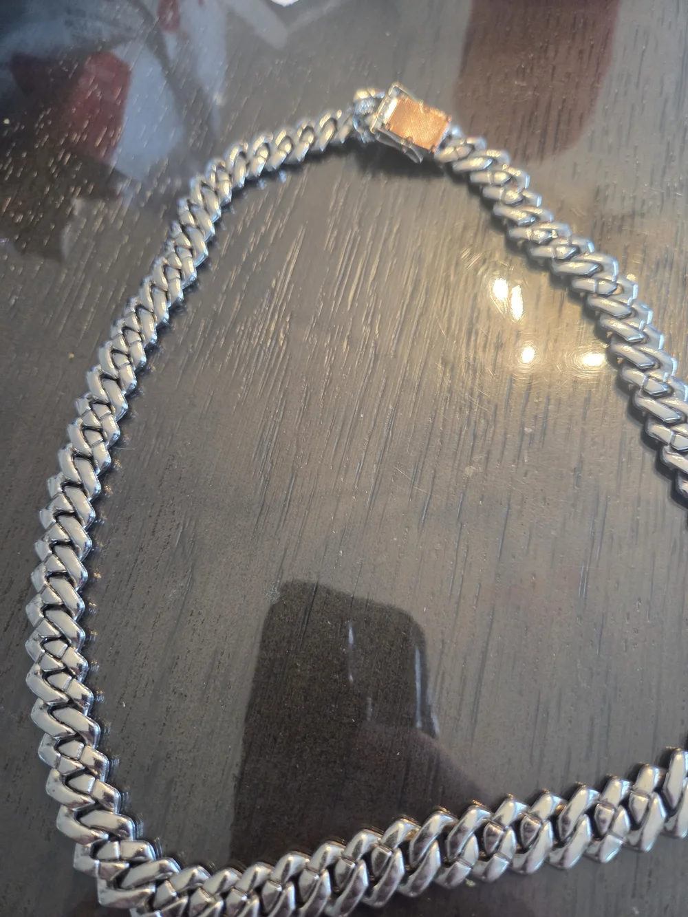 Pave Cuban Link Chain Necklace - Silver Tone